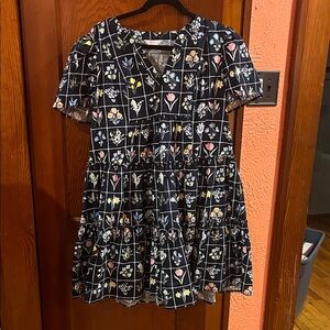 Crown & Ivy Dress with Floral Grid Pattern